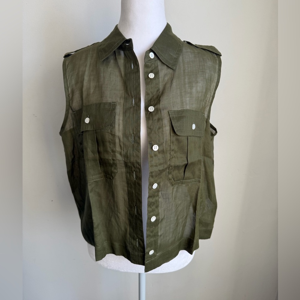 Banana Republic Olive Green Sleeveless Shirt